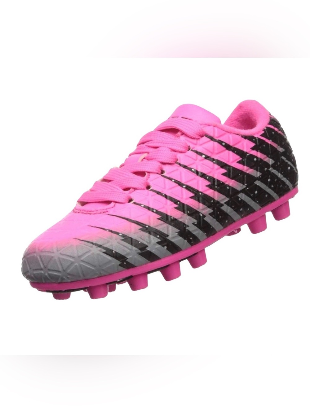 Vizari Bolt Firm Ground Soccer Cleats Shoes Pink/Black/Silver Sz 1.5Y Unisex New